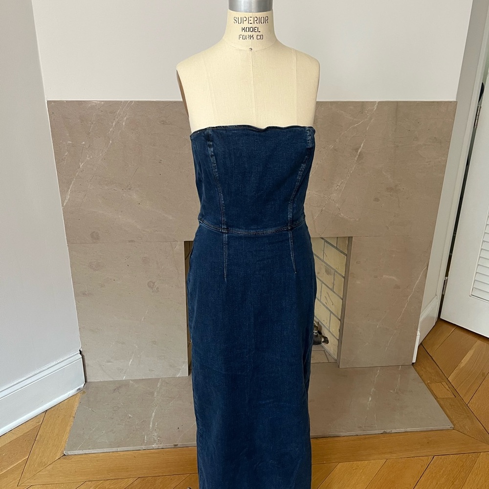Elegant Denim Strapless Dress